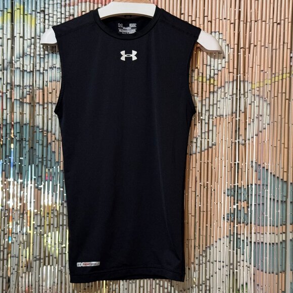 UNDER ARMOUR HeatGear Compression Sleeveless Tank Shirt, Black, Small - Picture 3 of 9
